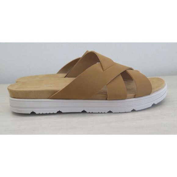 Easy Spirit Women's Sz 10M Tan Woven Leather Cushiony Slide-On Wedge Sandals - Picture 7 of 10